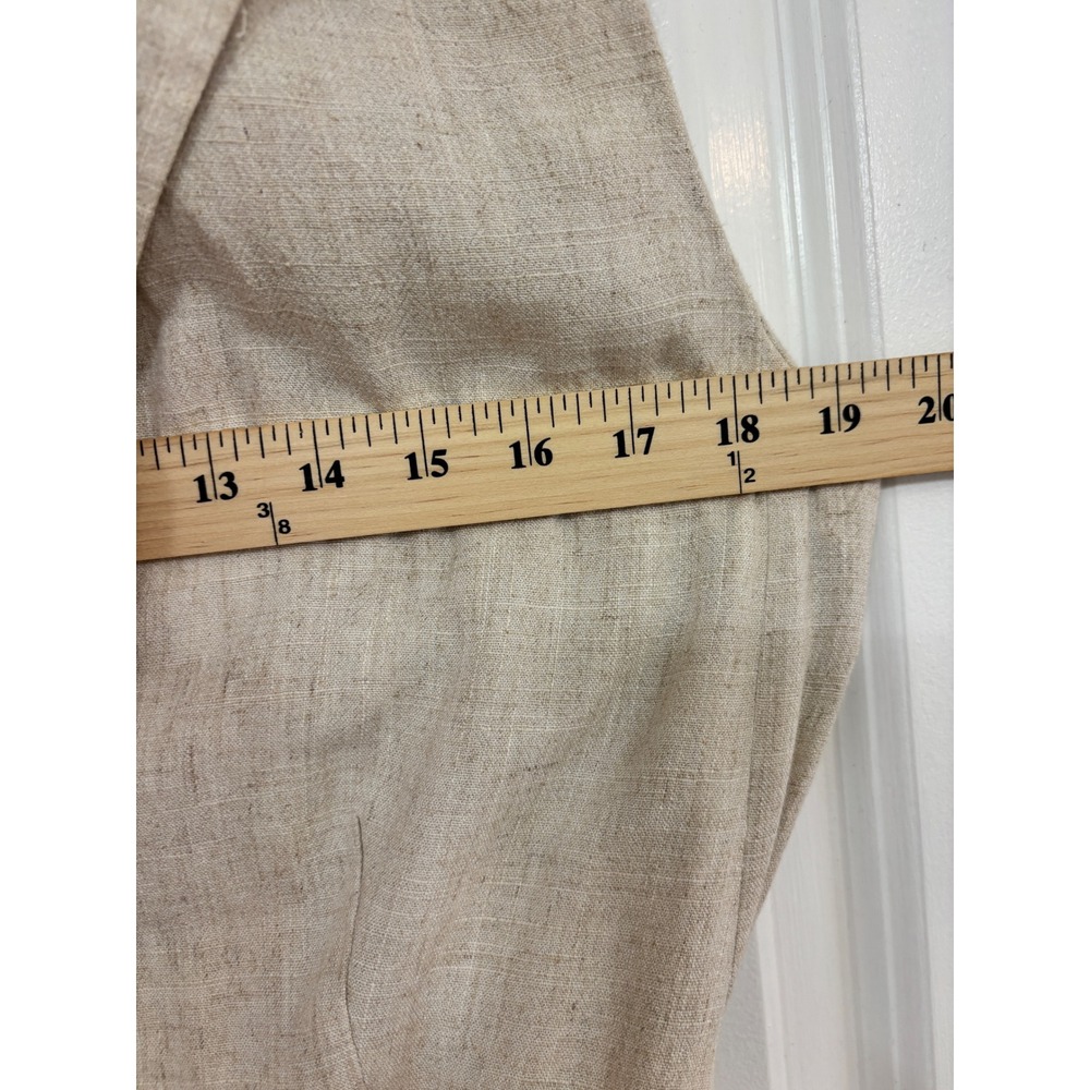 Worthington Womens Oatmeal Linen Blend Belted Sleeveless Longline Blazer Vest M - Picture 8 of 8